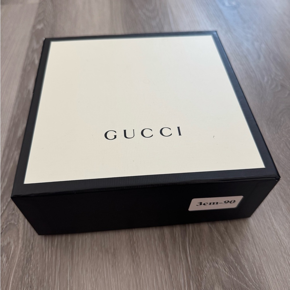 Gucci double G buckle marmont black leather size 90-36 3cm Cream Storage Bag new - Picture 6 of 8